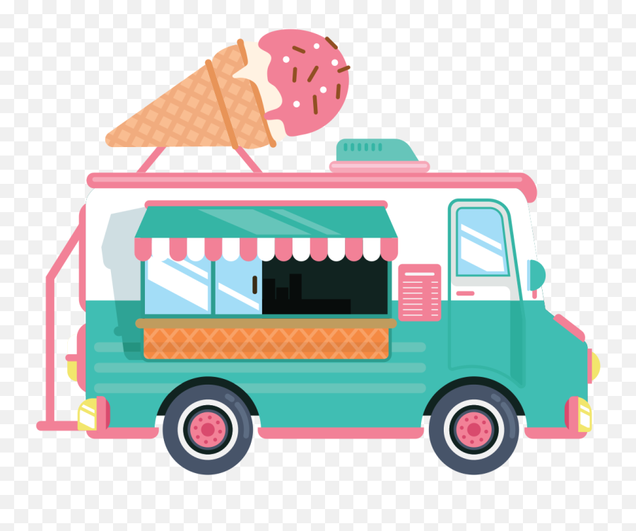 Illustration Ice Cream Truck Wall Art Decal - Camion De Helados Dibujo Emoji,Emoji Themed Bedroom