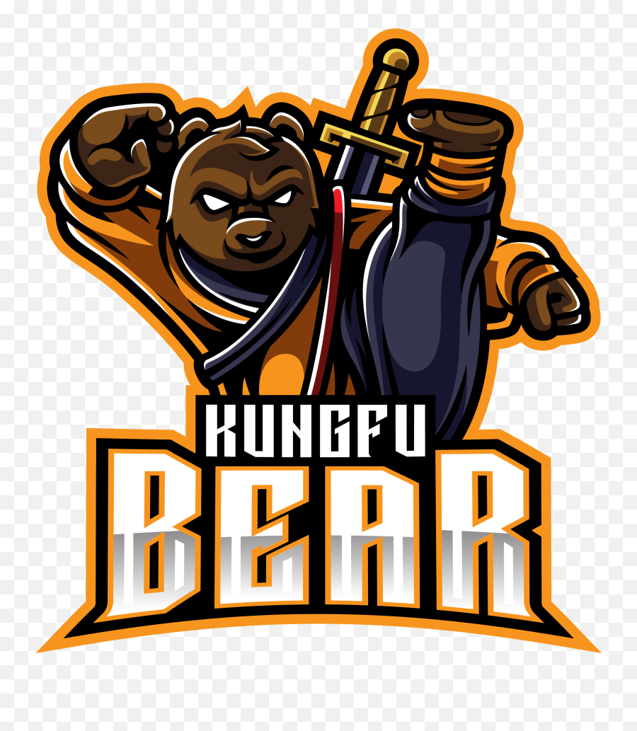Kungfu Bear Mascot Logo With A Sword By - Bear With A Sword Emoji,Kik Polar Bear Emoji