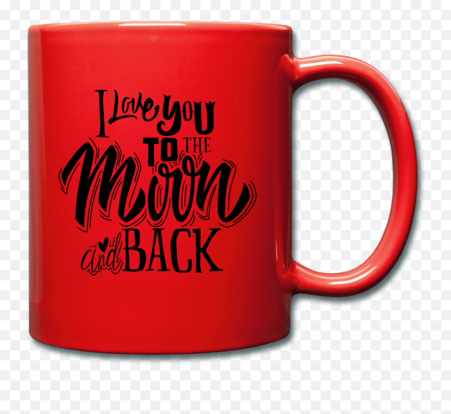 I Love You To The Moon And Back Full Color Red Coffee Mug - 11oz Magic Mug Emoji,Moon Emojis Pair