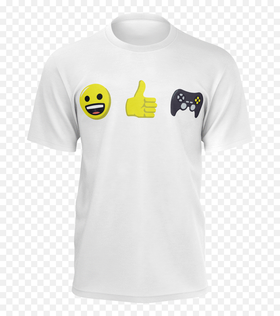 Download Hd Emojithumbsgaming T - Shirt White Active Happy,White Emoji Shirt