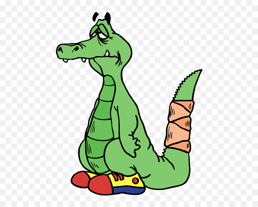 Cartoon Shoes Broken Sad Tail Alligator With - Sad Sad Alligator Clipart Emoji,Emoticon Putting On Shoes
