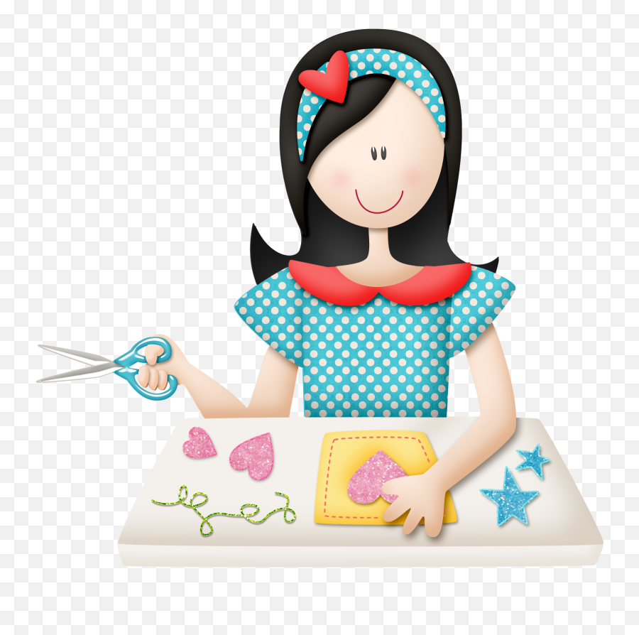 Girl Doing Arts And Crafts Clipart Emoji,Emotion Art And Craft