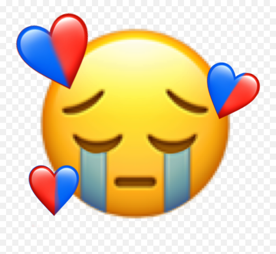Emoji Coeur Triste Sad Blue Red Sticker - Happy,Emoji Triste
