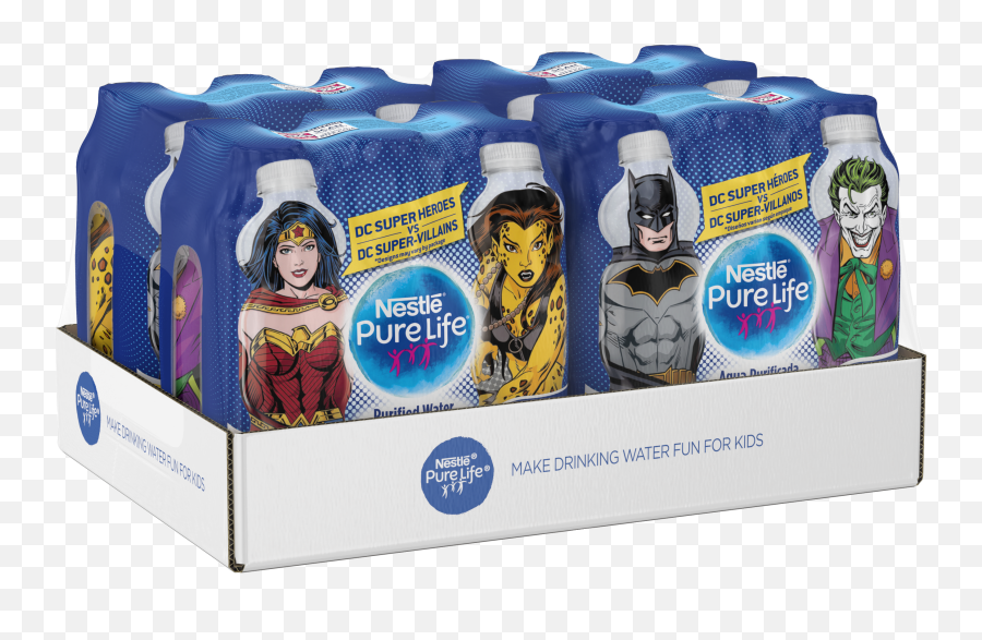 Nestle Pure Life Justice League Collection Purified Bottled Water 1115 Fl Oz Pack Of 24 - Bottled Water Emoji,Justice Emoji Bedding