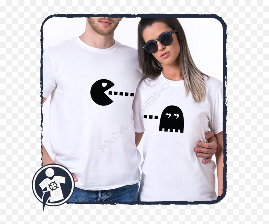 Hozzájárulás Rágógumi Balett Szerelmes Feliratos Pólók - Unique Trendy Couple Shirt Design Emoji,Packman Emoji