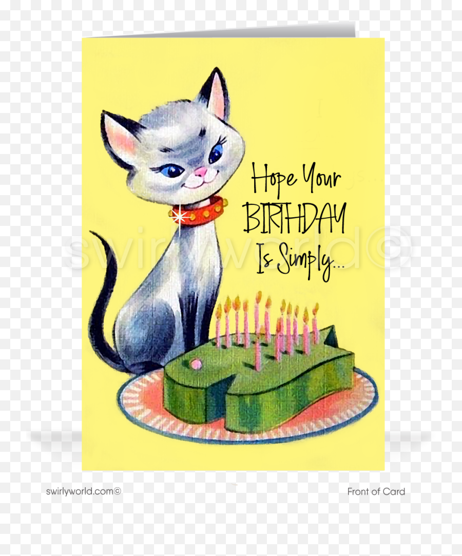1960s Atomic Mod Kitty Happy Birthday - Happy Birthday Vintage Emoji,Adult Humor Happy Birthday Emoticon