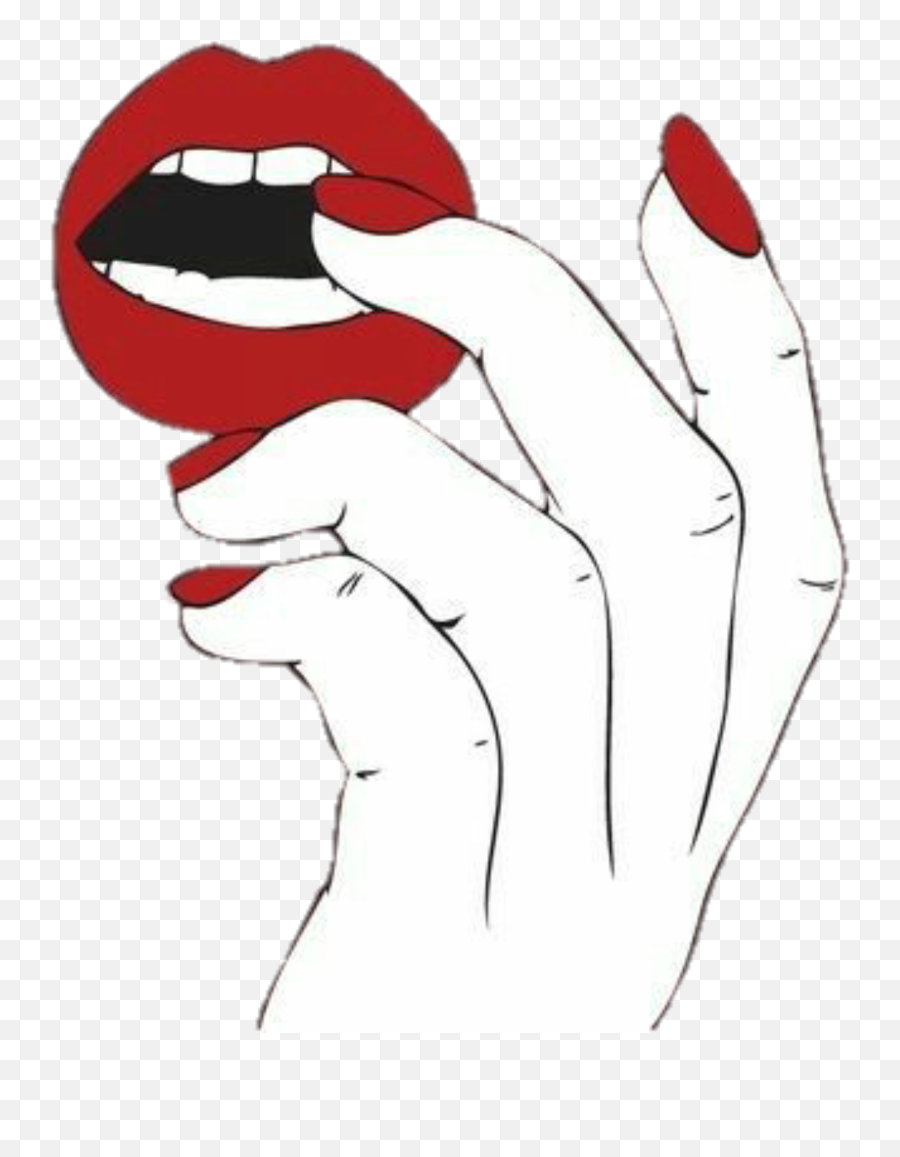 Hand Tumblr Lips Redlipstick Sticker By Marie - Girlpower Drawing Emoji,Emoji Hand And Lips
