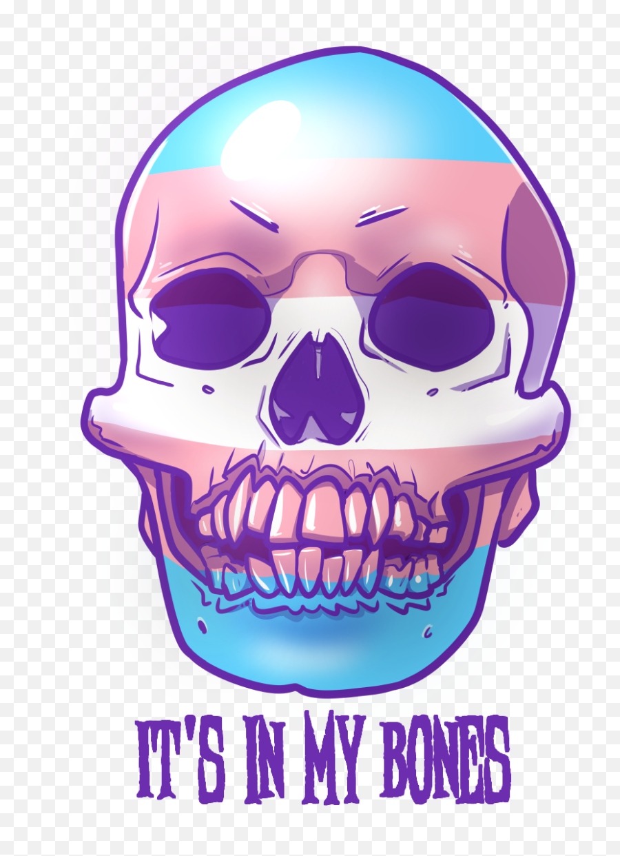 Skull Decorated In The Trans Pride Flag - Trans Flag Art Emoji,Trans Heart Emoji Twitter