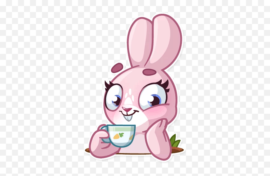 Character Design - Rosy Bunny Stickers Telegram Emoji,Fishbone Emoticon