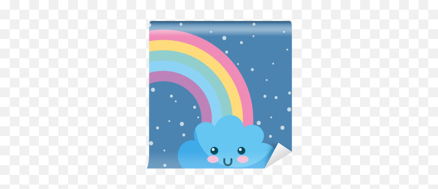 Weather Rainbow Cloud Kawaii Cartoon Wall Mural U2022 Pixers - We Live To Change Girly Emoji,Rainbow Kawaii Emoticons