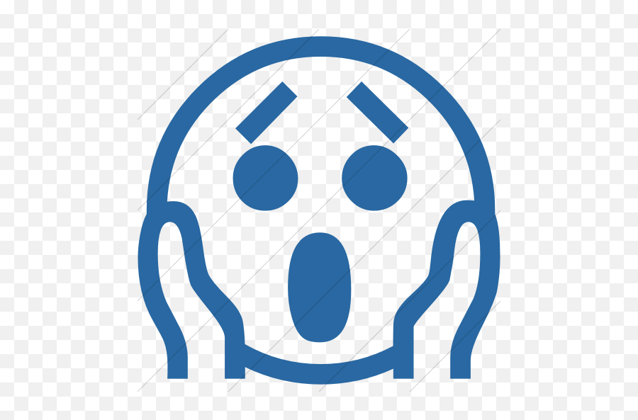 Iconsetc Simple Blue Classic Emoticons Face Screaming In - Emoji,Emoticon Of Scared Face