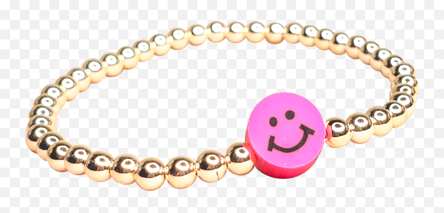 Happy Face Gold Stretchy Bracelets - Solid Emoji,Emoticon With Gold Chain