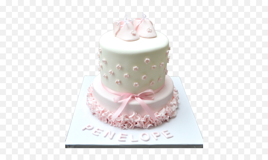 Baptism Blush Cake - Baby Girl 2 Layer Baptism Cake Emoji,Girl Emoji Cake
