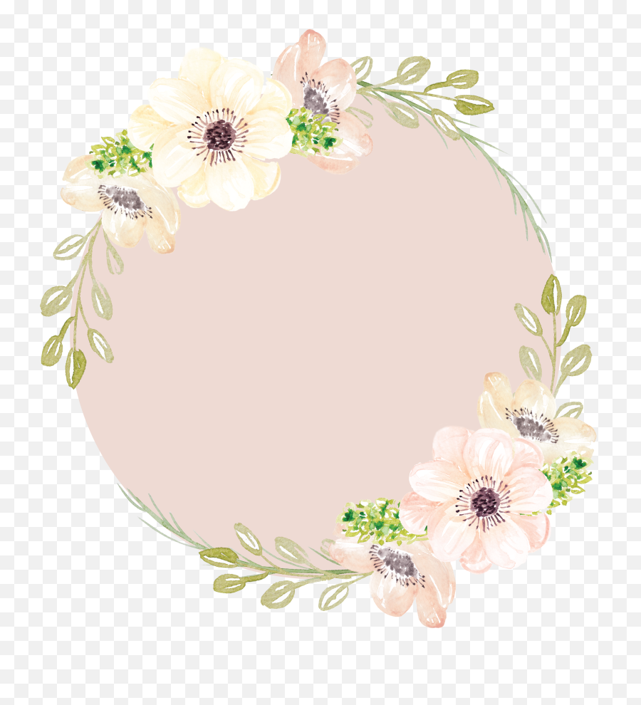 Download Pink Watercolor Garlands Flowers Painting Hand Emoji,Painting Flower Palette Emoticon