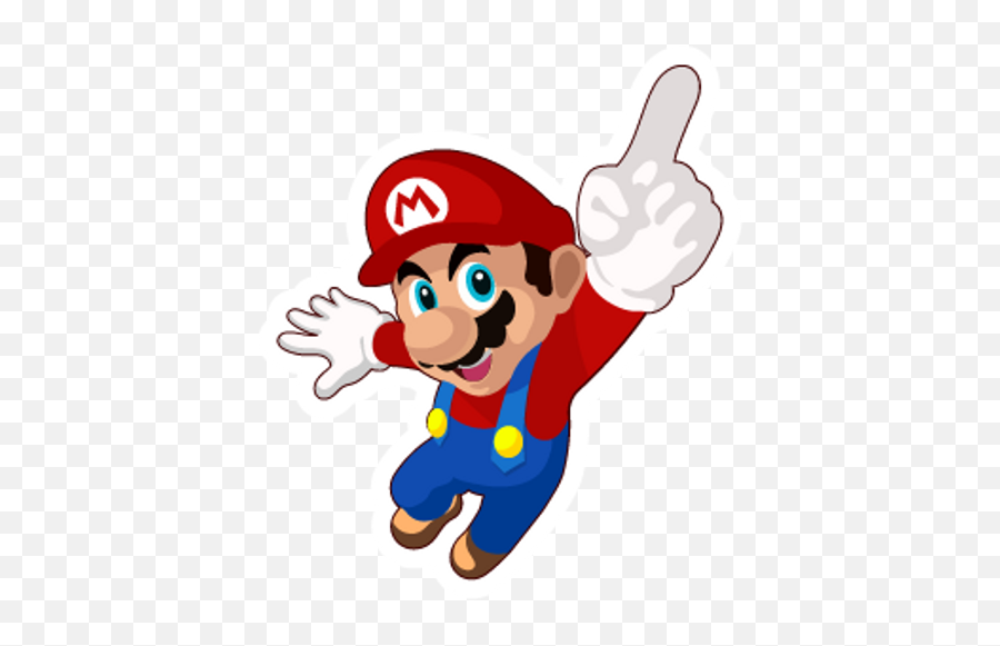 Super Mario Points Finger Up Sticker - Sticker Mania Emoji,Kirby Dance Emoticon Roblox