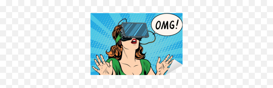 Omg Emotions From Virtual Reality Retro Girl Sticker U2022 Pixers - We Live To Change For Swimming Emoji,Girl Emotions