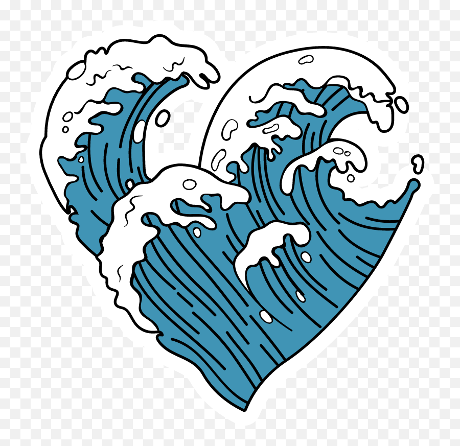 Vsco Ocean Wave Heart Sticker - Waves Ocean Stickers Emoji,Ocean Wave Emoji