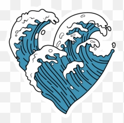 Vsco Ocean Wave Heart Sticker - Waves Ocean Stickers Emoji,Ocean Wave Emoji