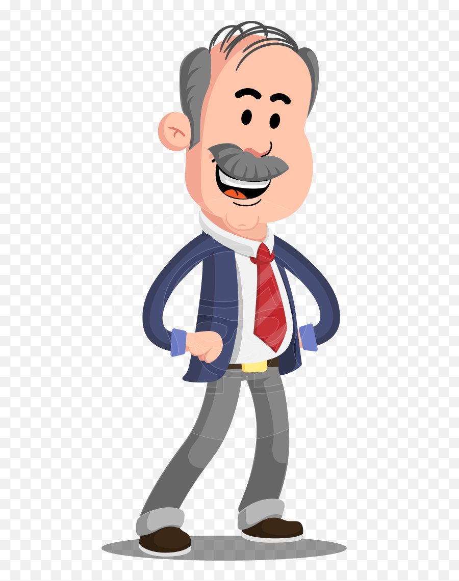 Flat Elderly Businessman Cartoon Vector Character Graphicmama - Happy Emoji,