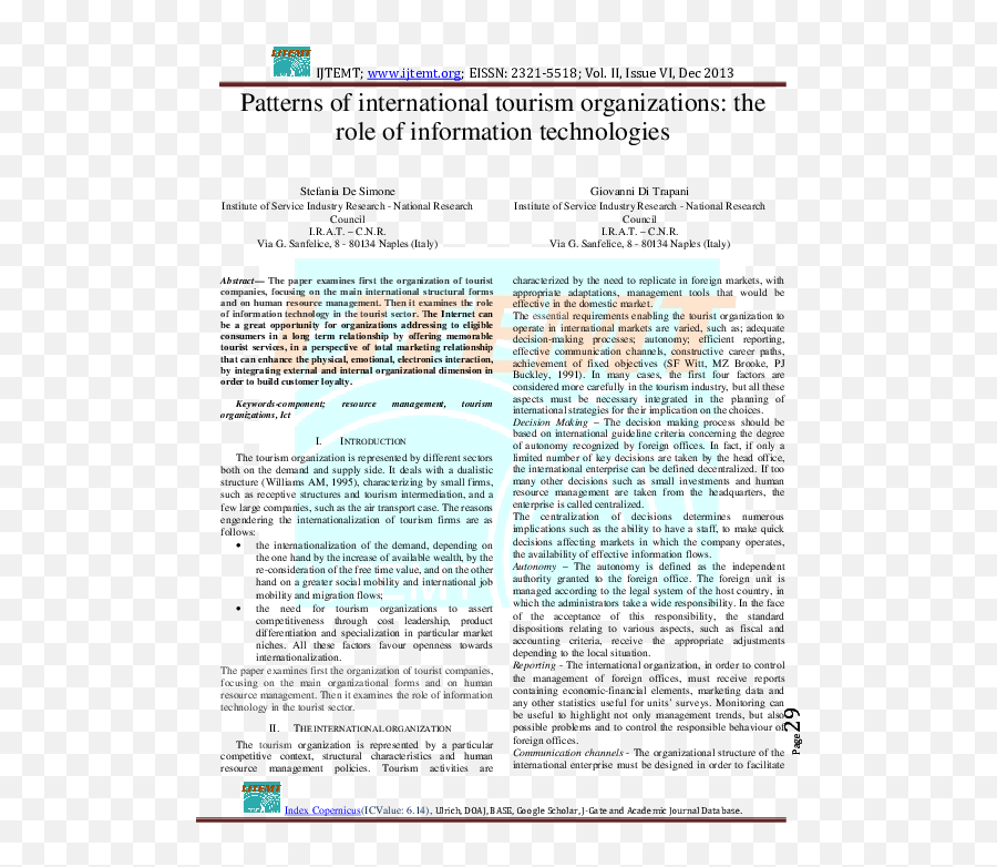 Pdf Patterns Of International Tourism Organizations The - National And International Tourism Organization Emoji,Mini Paper The Power Of Positive Emotion Organization Theory And Design