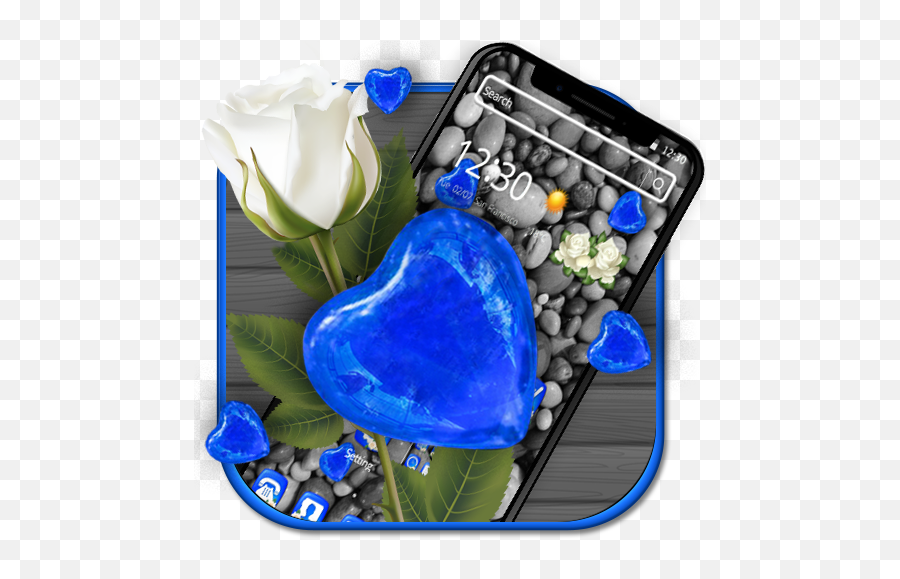 Free Blue Stone Heart Diamond Theme Apk Comlauncher - Portable Communications Device Emoji,Heart Emoji Andriod