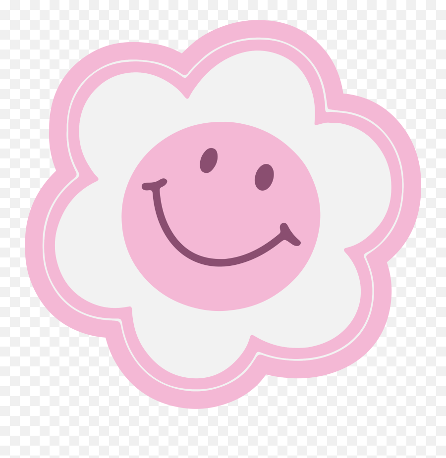 Flower Pink And White Smiley Face Bedroom Rug - Tenstickers Emoji,Emoticon Vintage