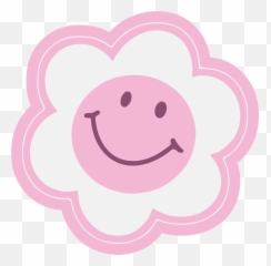 Flower Pink And White Smiley Face Bedroom Rug - Tenstickers Emoji,Emoticon Vintage