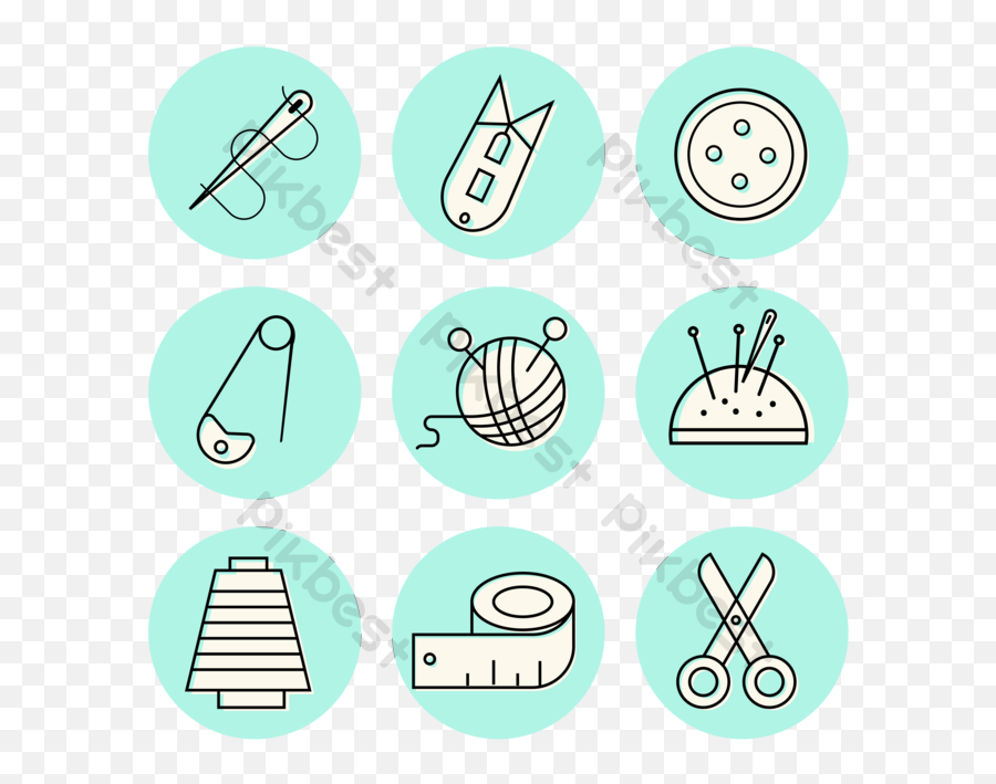 Drawing Sewing Elements Pack Png Images Ai Free Download Emoji,Squirt Gun Emoji Free