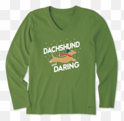 Sale Womens Dachshund Daring Long - Crew Neck Emoji,Emoji Shirt Fresh Tops
