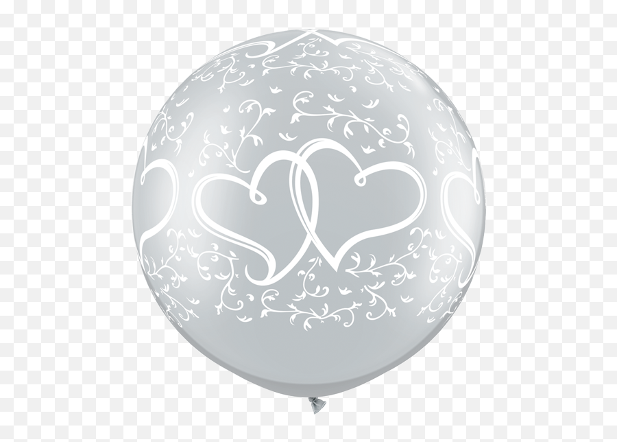 2 X 30 Silver Entwined Hearts - Around Giant Qualatex Latex Balloon Emoji,Giant Heart Emoji