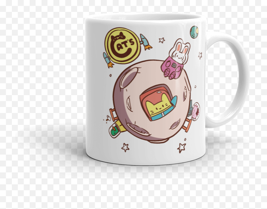 Mug Cats Moon - Serveware Emoji,Cat And Blanket Emoticon