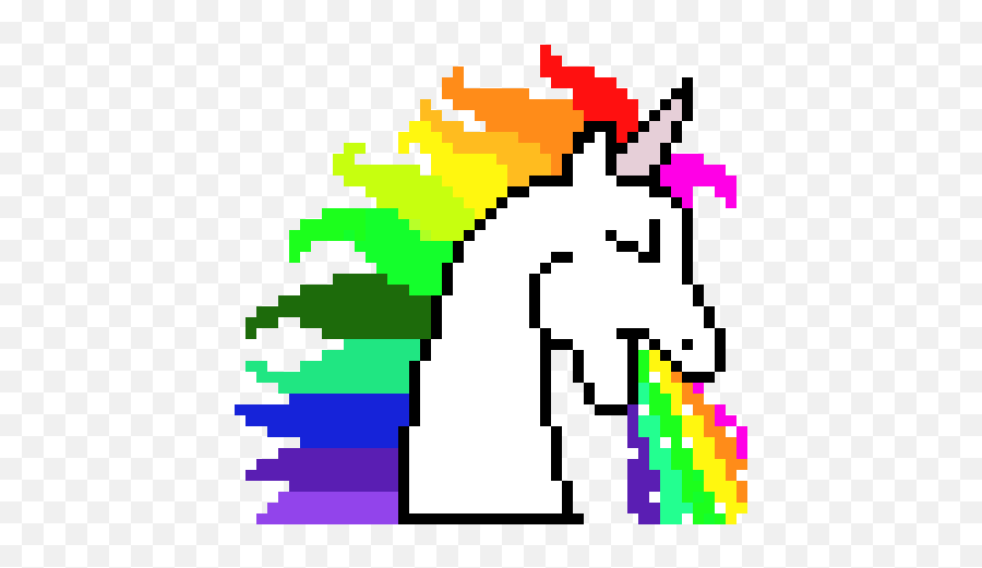 Pixel Art Gallery - Unicorn Puking Rainbow Pixel Art Emoji,9 Tails Kurama Emoticon