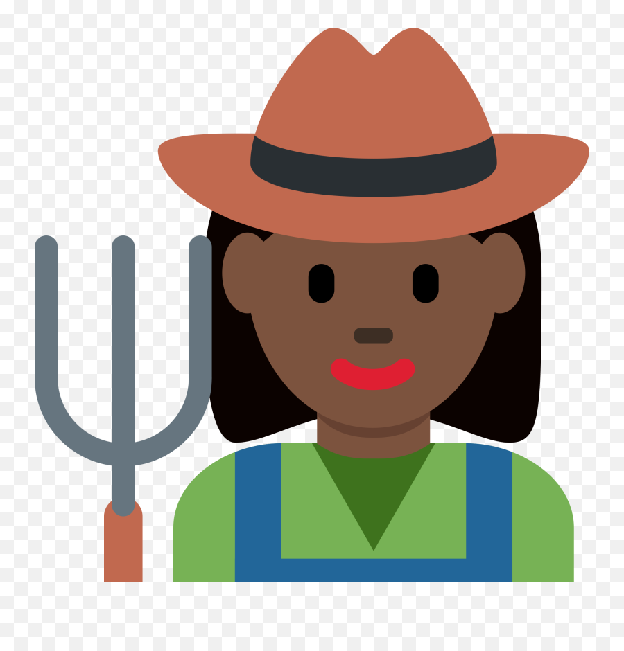 Woman Farmer Emoji With Dark Skin Tone - Clip Art,Farmer Emoji