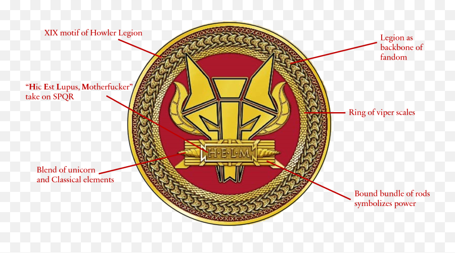 Howler Legion Helm Challenge Coin - Language Emoji,Fasces Emoji