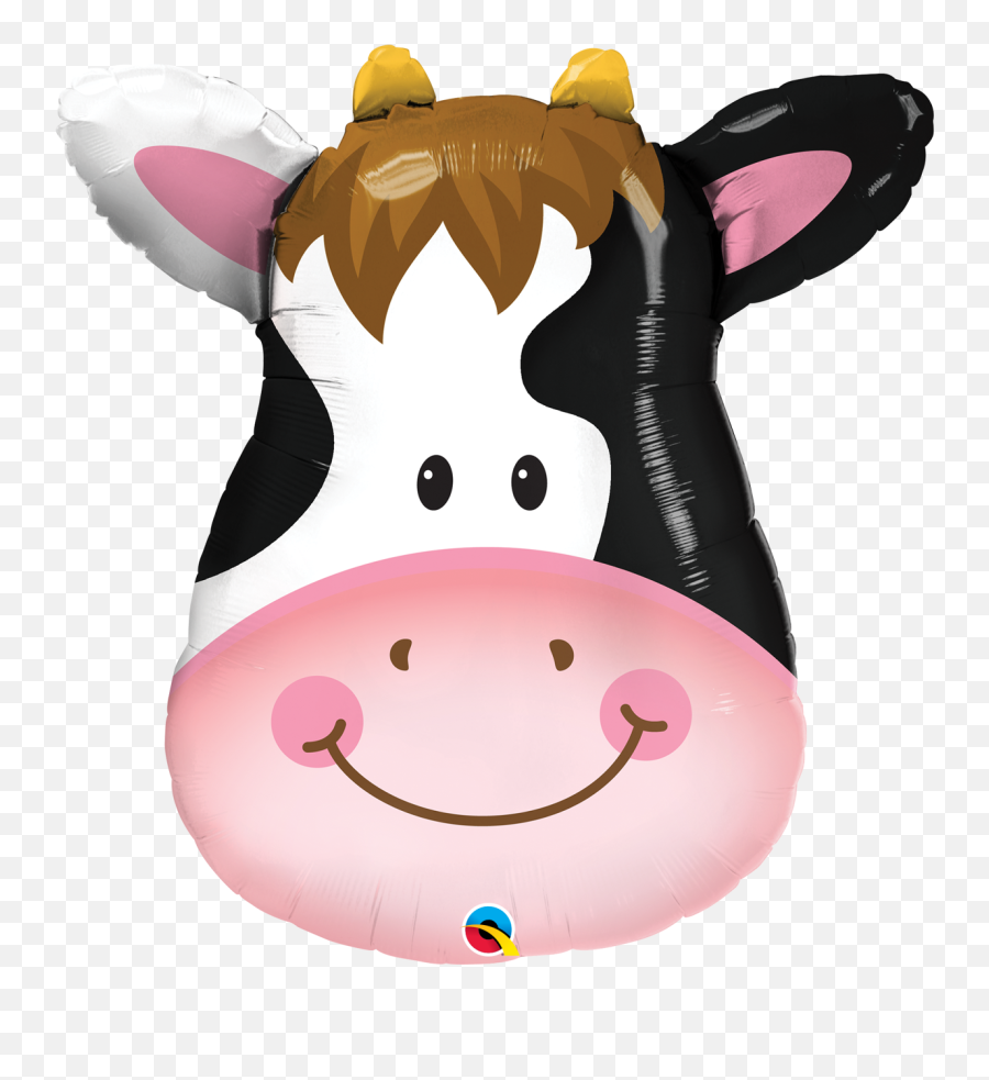 Giant Farm Animal Balloon - Cow Face Picture Cartoon Emoji,Deflated Emoji