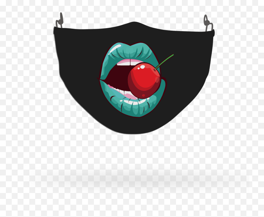 Blue Lips Cherry Pattern Face Covering - Clip Art Emoji,Gift Horse In The Mouth Emoji Game