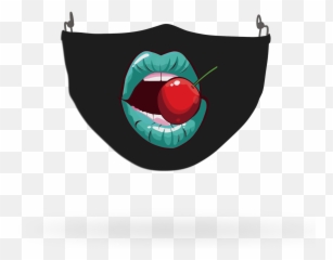 Blue Lips Cherry Pattern Face Covering - Clip Art Emoji,Gift Horse In The Mouth Emoji Game