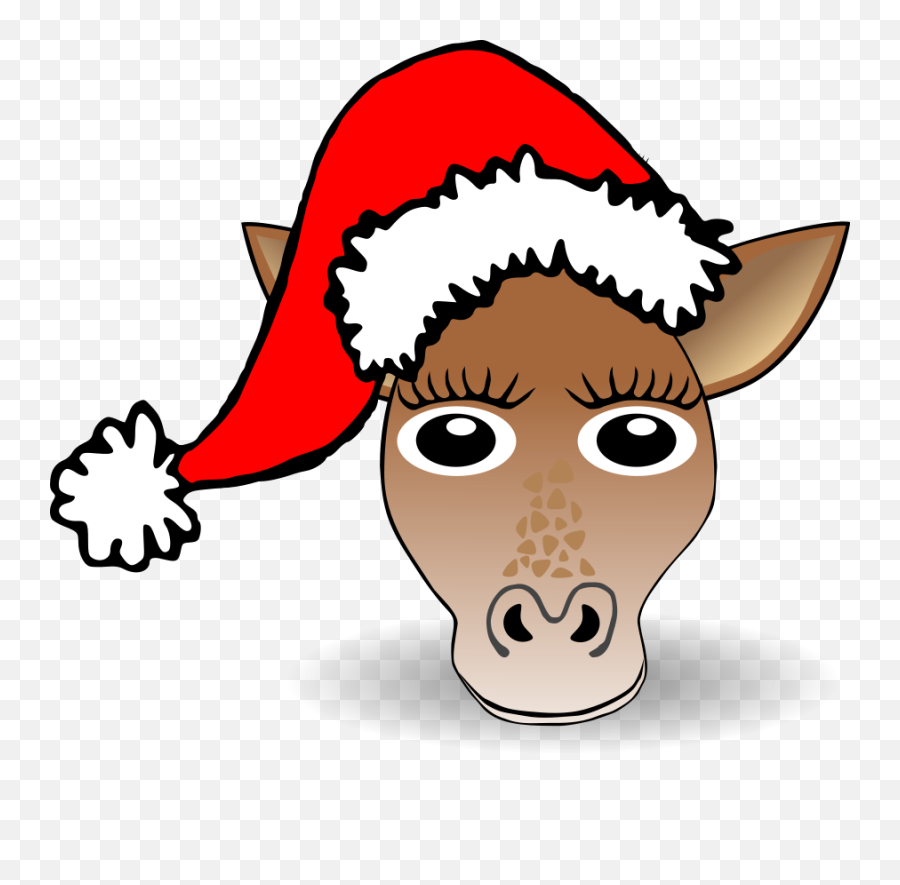 Funny Giraffe Face Cartoon With Santa Claus Hat Free Vector - Purple Christmas Hat Png Emoji,Giraffe Emoji Face