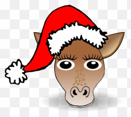 Funny Giraffe Face Cartoon With Santa Claus Hat Free Vector - Purple Christmas Hat Png Emoji,Giraffe Emoji Face