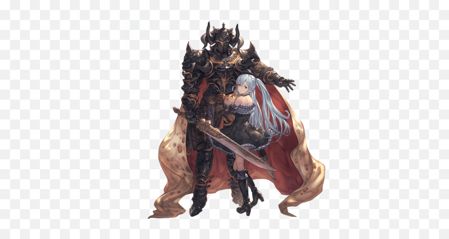 Black Knight And Orchis - Granblue Fantasy Wiki Black Knight Granblue Emoji,Knight In Shiny Armour Emoji