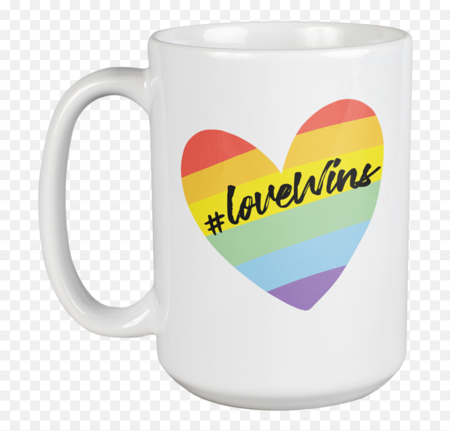Hashtag Love Wins Rainbow Heart U0026 Inspirational Sayings Coffee U0026 Tea Mug 15oz Emoji,Heart Emoticon Peanut Butter Bar