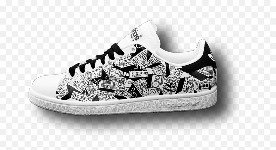 Look Down Custom Sneakers - Custom Sneaker Black White Adidas Stan Smith Customise Emoji,Black Thumbs Down Emoji