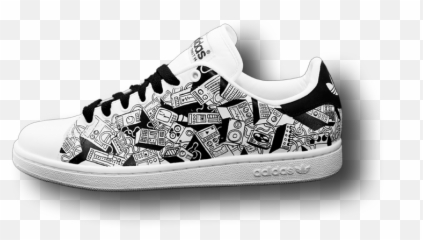 Look Down Custom Sneakers - Custom Sneaker Black White Adidas Stan Smith Customise Emoji,Black Thumbs Down Emoji