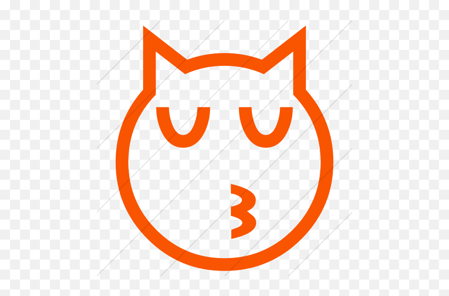 Iconsetc Simple Orange Classic Emoticons Kissing Cat Face - Dot Emoji,Cat Eyes Emoticon