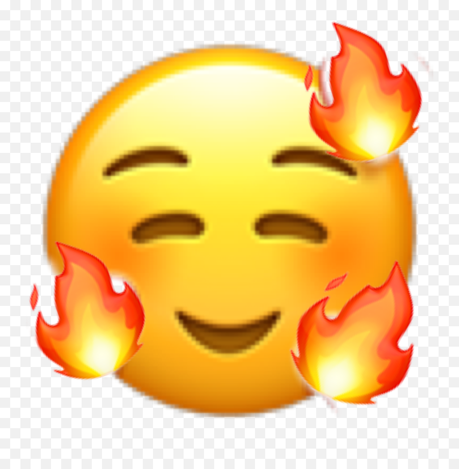 Emoji Blush Fire Sticker By Kaylinschloepp - Happy,Fire Emoticon
