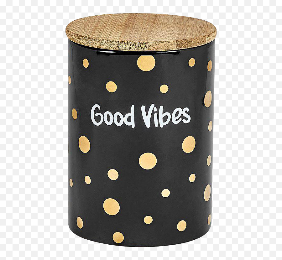 Good Vibes Gold Polka Dot Stash Jar - Canister Emoji,Goodvibes With Hand Emoji
