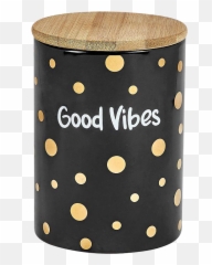 Good Vibes Gold Polka Dot Stash Jar - Canister Emoji,Goodvibes With Hand Emoji