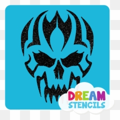 Tribal Evil Skull Glitter Tattoo Stencil - Hp131 5pc Pack Fyrish Emoji,Tribal Emoji Face Tattoo
