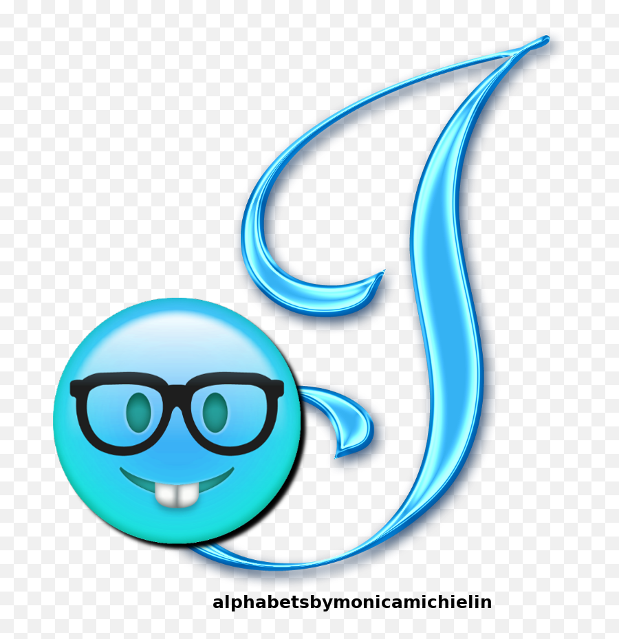 Monica Michielin Alphabets Light Blue Smile Emoticon Emoji,Blue Color Emoji