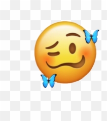 Emoji Butterfly Yelloyellow Sticker By Maryu0027s Edits - Blushing Emoji With Butterflies,Blue And Yellow Emoji
